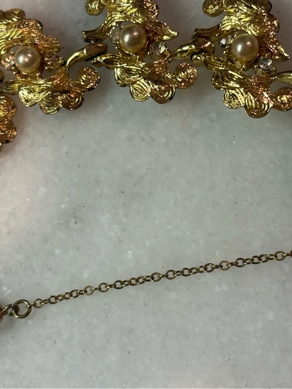 Gold-Tone Pearl Floral Link Bracelet - Women's Jewelry
